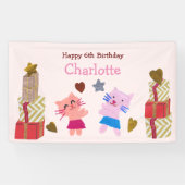 Schattigee Cadeaus en katten Roze verjaardagsfeest Spandoek (Horizontaal)