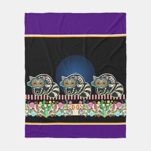 Schattigee Calavera Cats Fleece Deken (Voorkant)