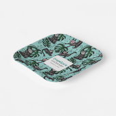 Schattigee Calavera Cats Kids Verjaardagsfeestarti Papieren Bordje (Gebogen)