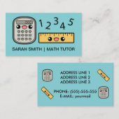 Schattigee calculator en liniaal Wiskunde tutor Visitekaartje (Voorkant / Achterkant)