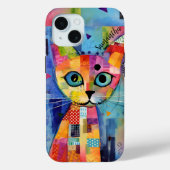 Schattigee Calico Cat gepersonaliseerd Case-Mate iPhone Case (Achterkant)