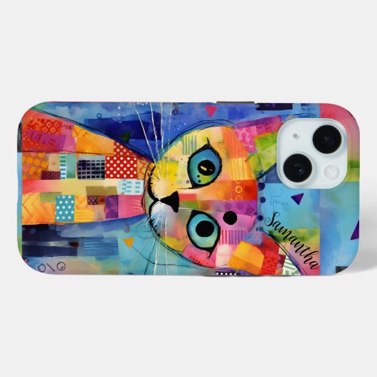 Schattigee Calico Cat gepersonaliseerd Case-Mate iPhone Case (Achterkant (horizontaal))