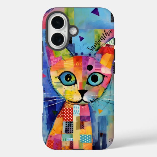 Schattigee Calico Cat gepersonaliseerd Case-Mate iPhone Case (Achterkant)