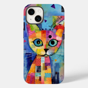 Schattigee Calico Cat Gepersonaliseerde Hoesje-Mat Case-Mate iPhone 14 Hoesje