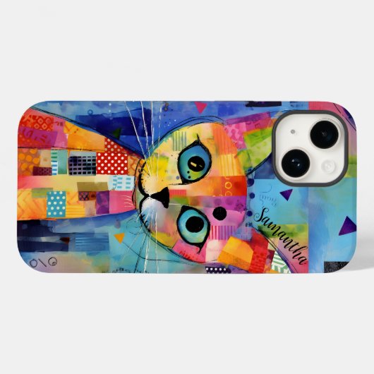 Schattigee Calico Cat Gepersonaliseerde Hoesje-Mat Case-Mate iPhone Case (Achterkant (horizontaal))