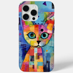 Schattigee Calico Cat Gepersonaliseerde Hoesje-Mat iPhone 15 Pro Max Hoesje
