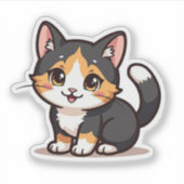 Schattigee Calico Cat – Kawaii Pastel Design Sticker (Voorkant)