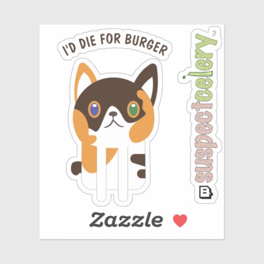 Schattigee Calico Cat / Kitten Line Art Sticker (Vel)