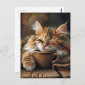 Schattigee Calico Cat Koffieochtend Briefkaart (Voorkant / Achterkant)