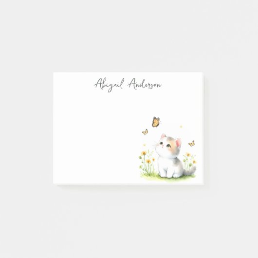 Schattigee Calico Kitten met Vlinders Gepersonalis Post-it® Notes (Voorkant)