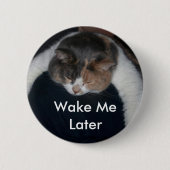 Schattigee Calico Slapen Kat Wake Me Later Ronde Button 5,7 Cm (Voorkant)