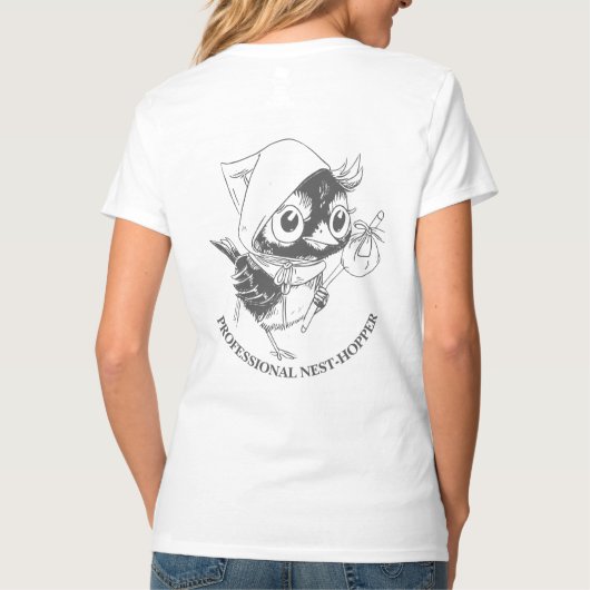 Schattigee Calimero "Professionele Nest-Hopper" T-shirt (Achterkant)