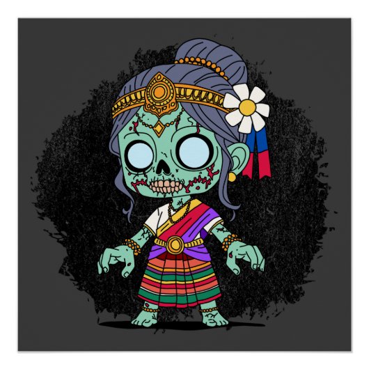 Schattigee Cambodjaanse zombie Perfect Poster (Voorkant)