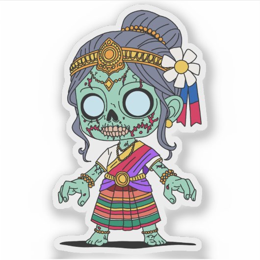 Schattigee Cambodjaanse zombie Sticker (Voorkant)