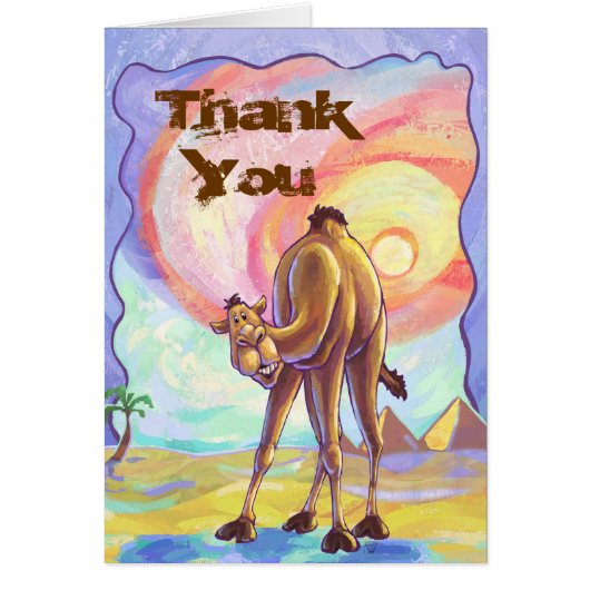 Schattigee Camel Party Dank je kaart (Voorkant)