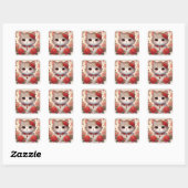 Schattigee Camelia Princess Cat Vierkante Sticker (Vel)