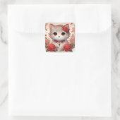 Schattigee Camelia Princess Cat Vierkante Sticker (Tas)