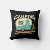 Schattigee Camper en Camping Quote Kussen (Voorkant)