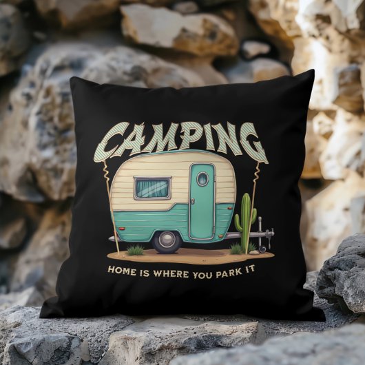 Schattigee Camper en Camping Quote Kussen