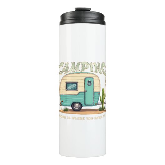 Schattigee  Camper en Camping Quote Thermosbeker (Voorkant)