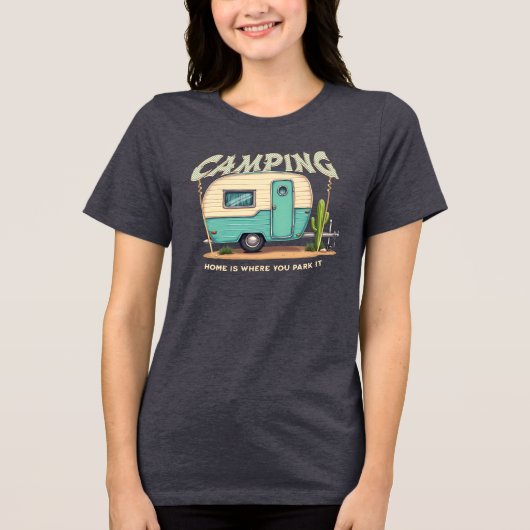 Schattigee  Camper en Camping Quote Tri-Blend Shirt (Voorkant)