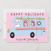 Schattigee Camper RV boomvrije aangepaste kerst Kaart (Voorkant)