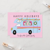 Schattigee Camper  RV boomvrije aangepaste kerst Kaart (Voorkant / Achterkant in situ)