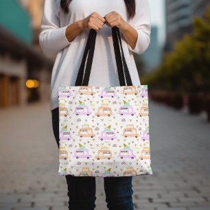 Schattigee Camper Van Fun Travel Strand en Winkele Tote Bag