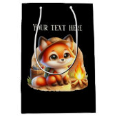 Schattigee Camping Fox Tekst toevoegen Medium Cadeauzakje (Voorkant)
