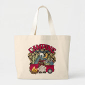 Schattigee camping Happy Place Gnome Grote Tote Bag (Voorkant)
