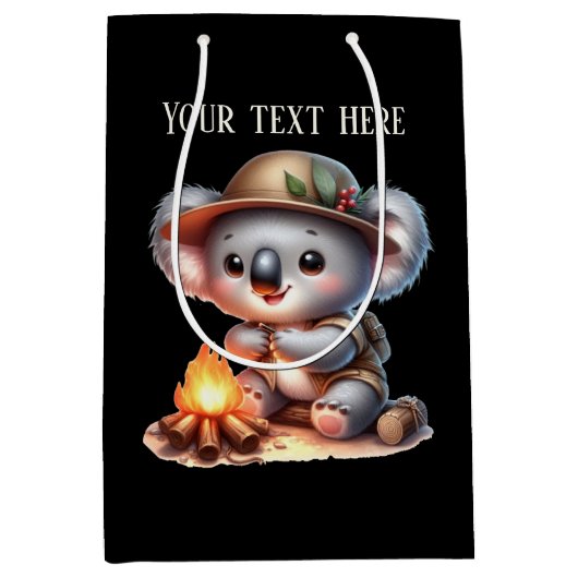 Schattigee camping Koala tekst toevoegen Medium Cadeauzakje (Voorkant)