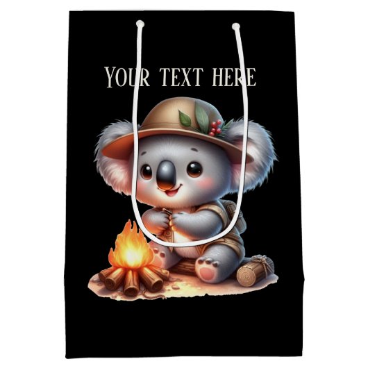 Schattigee camping Koala tekst toevoegen Medium Cadeauzakje (Achterkant)