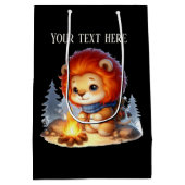 Schattigee Camping Lion Tekst toevoegen Medium Cadeauzakje (Achterkant)