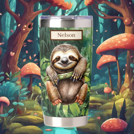 Schattigee Camping luiaard voeg naam toe Geïsoleerde Drinkbeker