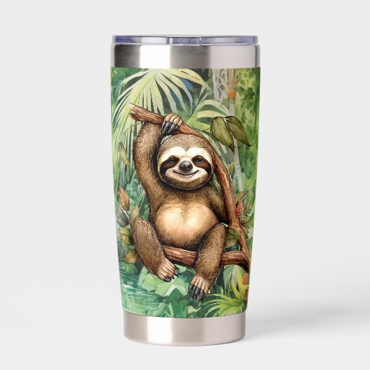 Schattigee Camping luiaard voeg naam toe Geïsoleerde Drinkbeker (Achterkant)