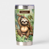 Schattigee Camping luiaard voeg naam toe Geïsoleerde Drinkbeker (Voorkant)