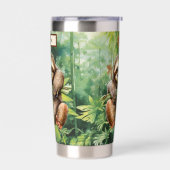 Schattigee Camping luiaard voeg naam toe Geïsoleerde Drinkbeker (Links)