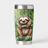 Schattigee Camping luiaard voeg naam toe Geïsoleerde Drinkbeker (Achterkant)