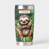 Schattigee Camping luiaard voeg naam toe Geïsoleerde Drinkbeker (Voorkant)