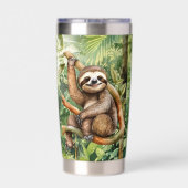 Schattigee Camping luiaard voeg naam toe Geïsoleerde Drinkbeker (Achterkant)