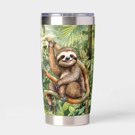 Schattigee Camping luiaard voeg naam toe Geïsoleerde Drinkbeker (Achterkant)