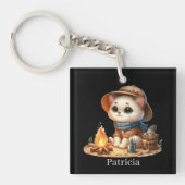 Schattigee camping Naam kitten toevoegen Sleutelhanger (voorkant)