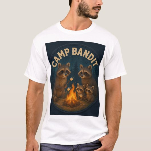 Schattigee camping Racoons. T-shirt (Voorkant)