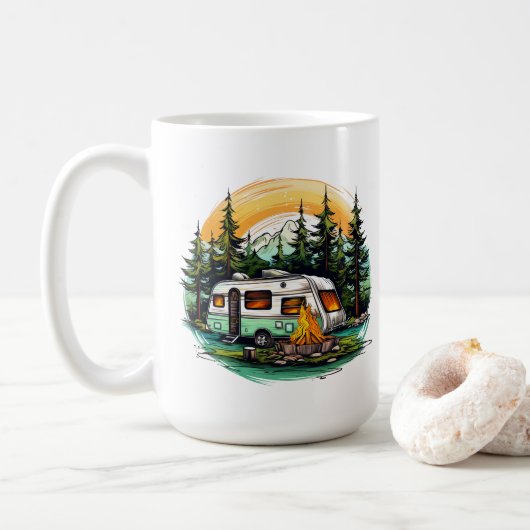 Schattigee campingliefhebbers Monogram toevoegen Koffiemok (Met donut)