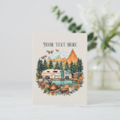 Schattigee campingliefhebbers tekst toevoegen briefkaart (Staand voorkant)