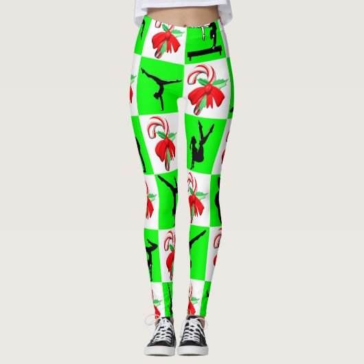 SCHATTIGEE CANDY CANE GYMNASTIEK LEGGINGS (Voorkant)