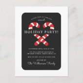 Schattigee Candy Cane kerstfeest Uitnodiging Briefkaart (Voorkant)