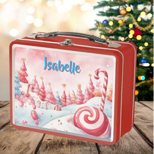 Schattigee Candy Cane Kinder Kerst Metal Lunchbox