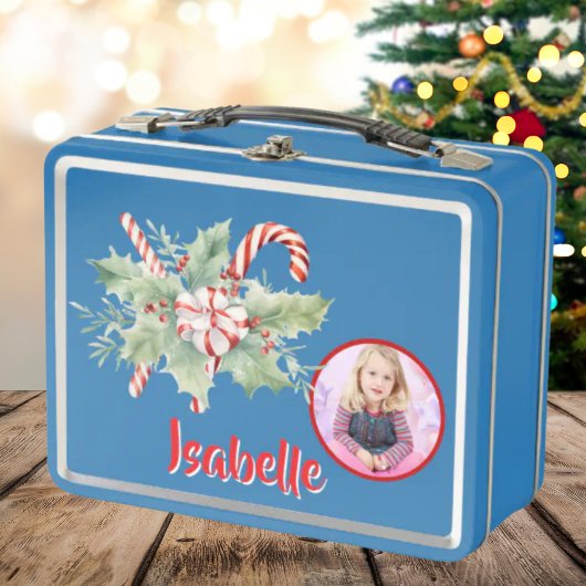 Schattigee Candy Cane Kinder Photo Metal Lunchbox