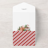 Schattigee Candy Cane Merry Christmas Bloemenfoto All In One Uitnodiging (Buitenkant)